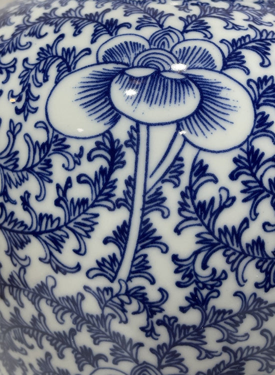Blue and White Double Happiness Temple Jar