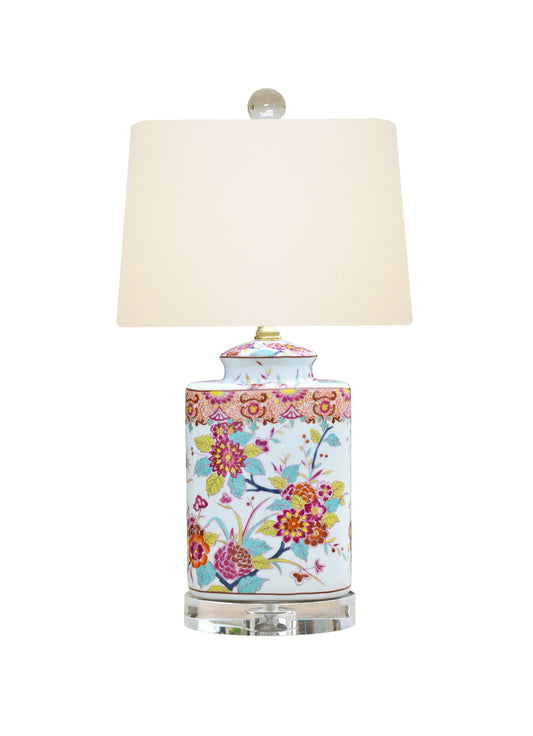 Exquisite Oriental Floral Blossom Porcelain Oval Jar Lamp