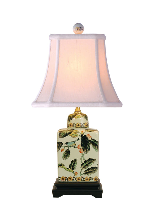 Elegant Porcelain Table Lamp with Bird and Floral Design