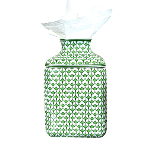 Spring Green Herend Style Fishnet Porcelain Tissue Box Holder